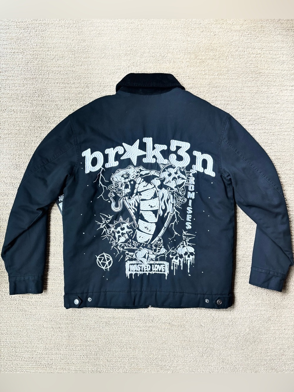 💔 broken promises — unisex wasted love black work jacket 💔